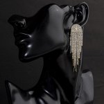Серьги висячие со стразами &quot;Кометы&quot;, цвет белый в золоте