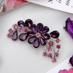 Брошь &quot;Цветок стеклянный&quot;, цвет фиолетовый в серебре