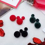 Серьги 3 пары &quot;Диорис&quot; бархат, цветные