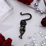 Брошь &quot;Кошка&quot; грация, цвет черный в золоте