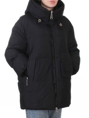 8362 BLACK Куртка зимняя женская оверсайз (200 гр. холлофайбер)