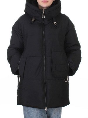 8362 BLACK Куртка зимняя женская оверсайз (200 гр. холлофайбер)