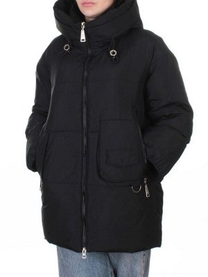 8362 BLACK Куртка зимняя женская оверсайз (200 гр. холлофайбер)