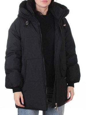 8362 BLACK Куртка зимняя женская оверсайз (200 гр. холлофайбер)