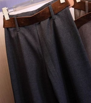Широкие брюки из иск. кашемира + ремень, черный