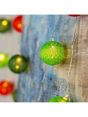 Гирлянда - нить, 5 м с насадками «Клубки летние», IP20, прозрачная нить, 20 LED, свечение тёплое белое, 220 В