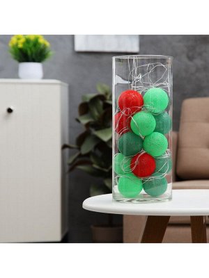 Гирлянда - нить, 5 м с насадками «Клубки летние», IP20, прозрачная нить, 20 LED, свечение тёплое белое, 220 В
