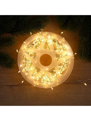 Гирлянда «Мишура» 20 м роса, IP44, серебристая нить, 600 LED, 8 режимов, свечение тёплое белое, 18 В