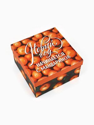 Набор новогодних подарочных коробок 6 в 1 «Яркие мандарины», 10x10x6 - 20x20x11 см