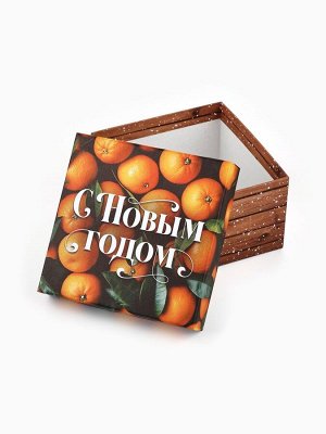 Набор новогодних подарочных коробок 6 в 1 «Яркие мандарины», 10x10x6 - 20x20x11 см