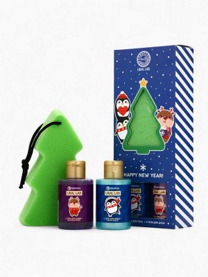 Новогодний подарочный набор косметики Gift for you: гель для душа 2 шт. x 100 мл, мочалка для тела, URAL LAB