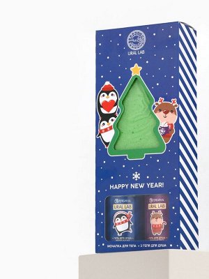 Новогодний подарочный набор косметики Gift for you: гель для душа 2 шт. x 100 мл, мочалка для тела, URAL LAB