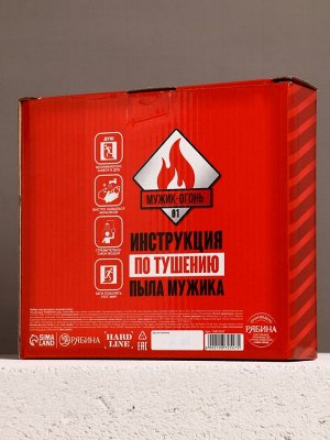 Подарочный набор «Мужику огонь», гель для душа канистра 500 мл и мочалка лента, HARD LINE