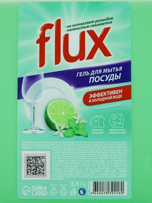 Гель для мытья посуды «Лайм и мята», 5 л, FLUX
