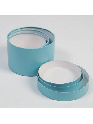 Набор коробок 3 в 1 голубой, упаковка подарочная, 16x16x10 - 13x13x8.5 см