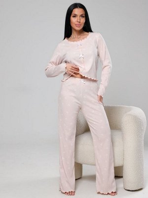 262 Пижама брюки (Бежевый/бантик)