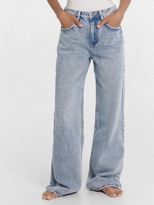 Брюки женские джинсовые wide leg fit голубые