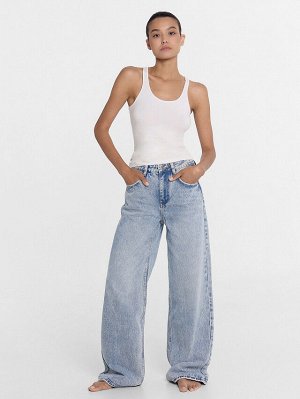Брюки женские джинсовые wide leg fit голубые