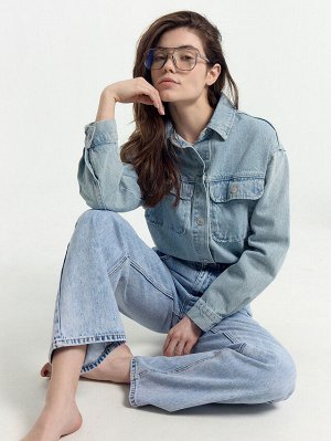 Брюки женские джинсовые wide leg голубые