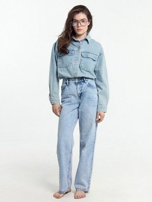 Брюки женские джинсовые wide leg голубые