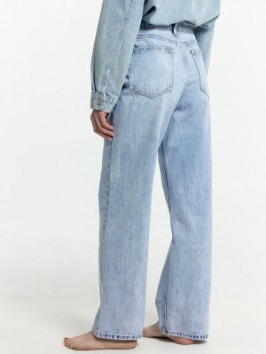 Брюки женские джинсовые wide leg голубые