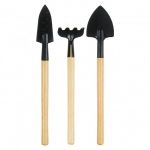 INBLOOM BY Набор для ухода за комн.растениями(совки 21-22см, грабли 18см) ручки лакирован, мет, дер.