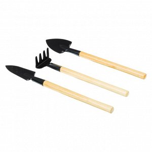 INBLOOM BY Набор для ухода за комн.растениями(совки 21-22см, грабли 18см) ручки лакирован, мет, дер.