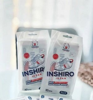 Салфетки влажные для чистки обуви INSHIRO в индивидуальной упаковке 10*10 штук
