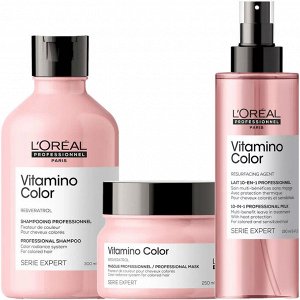Лореаль Профессионель Программа Vitamino Color комплексный уход: шампунь 300 мл + маска 250 мл + спрей 190 мл (L'oreal Professionnel, Serie Expert)
