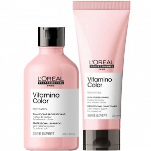 Лореаль Профессионель Программа Vitamino Color базовый уход: шампунь 300 мл + кондиционер 200 мл (L'oreal Professionnel, Serie Expert)
