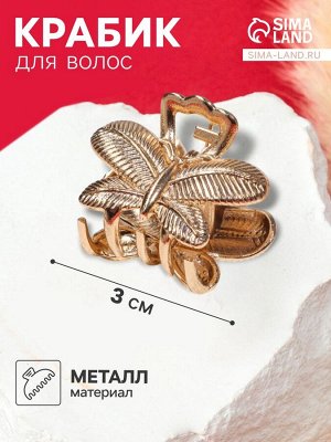 Крабик для волос «Рут», бабочка, 3 см, золото
