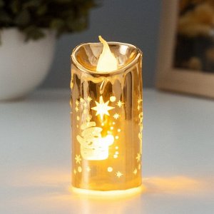 Светодиодная свеча, ночник LED RISALUX «Новый год», от батареек, 3.8x3.8x7.5 см, МИКС