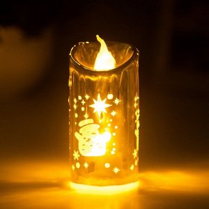 Светодиодная свеча, ночник LED RISALUX «Новый год», от батареек, 3.8x3.8x7.5 см, МИКС