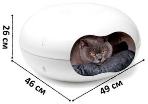 Moderna лежанка-домик для кошек Doonut с подушкой 49x49x27h см, белая