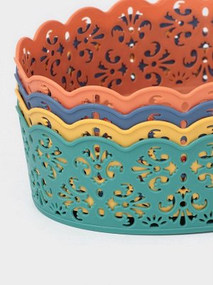 Корзина для хранения Доляна «Кружевной узор», пластик, 21.5x15.5x6 см, МИКС