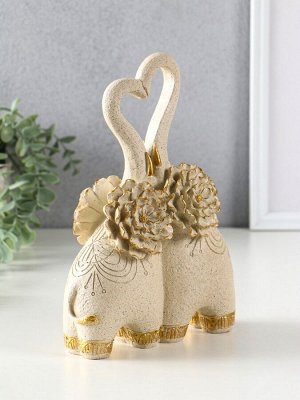 Фигура полистоун «Парочка слонов с цветочными ушами», песочный, 8x17x25.5 см