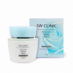 3W CLINIC EXCELLENT CREAM WHITE (50ml), Интенсивно отбеливающий крем для сухой и обычной кожи (50мл)