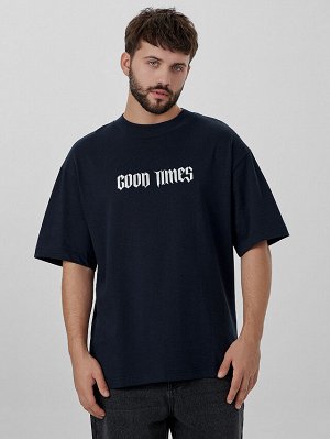 Футболка мужская синяя с надписью "Good times"