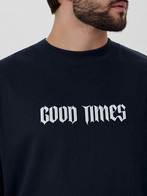 Футболка мужская синяя с надписью "Good times"