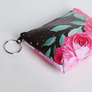 Кошелёк-монетница на молнии, 10x2.5x9 см, с цветочным принтом, МИКС