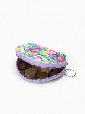 Кошелёк-монетница на молнии, 11.5x3.5x8 см, с цветочным принтом, МИКС