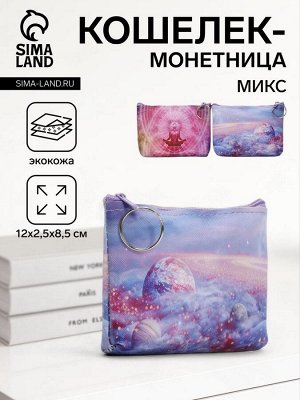 Кошелёк-монетница на молнии 12x2.5x8.5 см, с принтом, МИКС