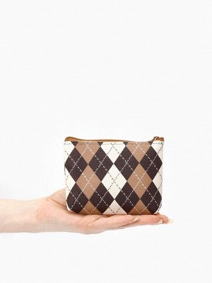 Кошелёк-монетница на молнии 11.5x2.5x8 см, в клетку, МИКС
