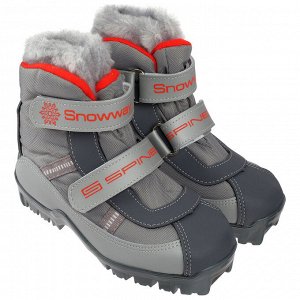 Ботинки лыжные SPINE Baby 103, SNS, искусственная кожа, цвет серый, лого красный, размер 29-30