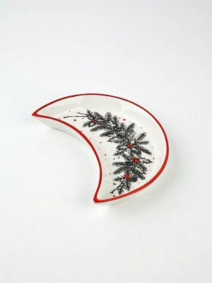 Тарелка плоская «Новогодний венок», 10.5x20 см, ручная работа