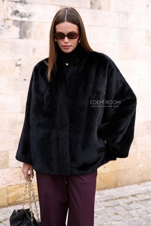 чёрная норковая шуба без воротника