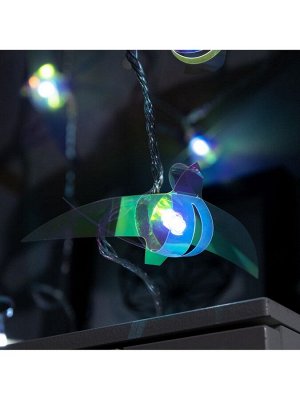 Гирлянда «Нить» 2.5 м с насадками «Птички», IP20, прозрачная нить, 10 LED, свечение белое, 220 В