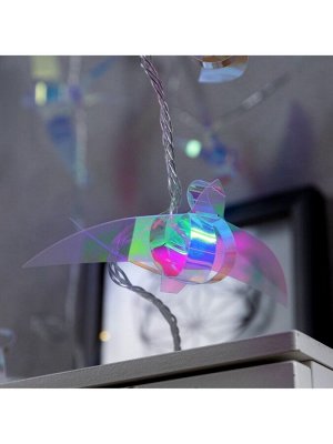 Гирлянда «Нить» 2.5 м с насадками «Птички», IP20, прозрачная нить, 10 LED, свечение белое, 220 В