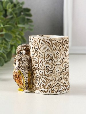 Фигурка-карандашница полистоун «Филины с орнаментом», 6.5x8.5x9 см