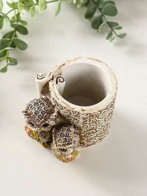 Фигурка-карандашница полистоун «Филины с орнаментом», 6.5x8.5x9 см
